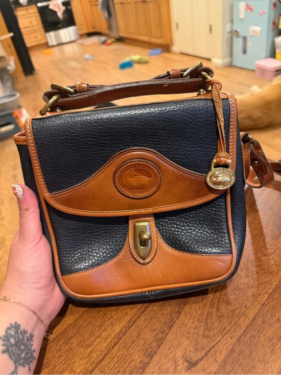 Dooney & Bourke Handbags - Vintage Dooney & Bourke Black and Brown Pebbled Leather Crossbody